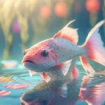 Firefly-render-3d-pez-koji-en-un-estanque-fondo-con-colores-pasteles-suaves-de-tonos-claros-poca-
