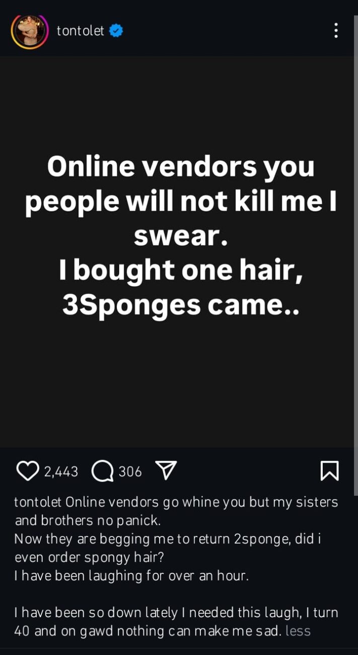 Tonto Dikeh vents over hair online vendors