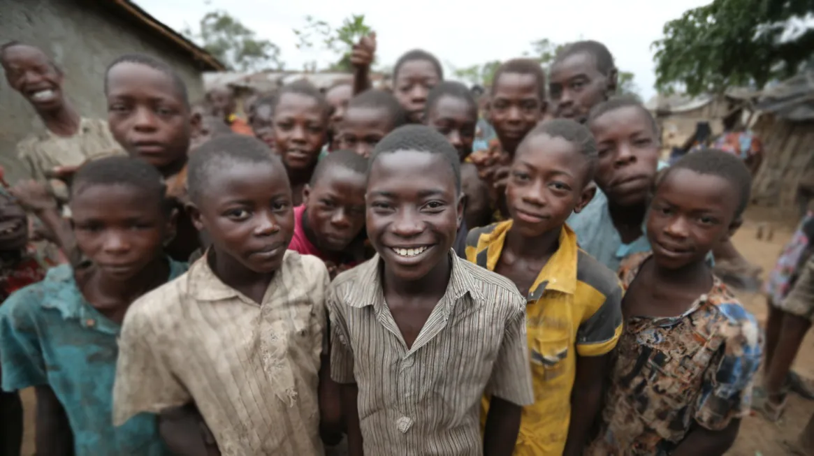 How Reliable Power Transforms Rural Health and Education in Africa 17 Group of smiling African children standing in a rural village