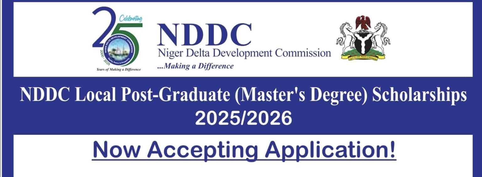 Apply for NDDC 2025/2026 Postgraduate Scholarships 16 2025 NDDC Postgraduate Scholarship Now Open for Niger Delta Indigenes